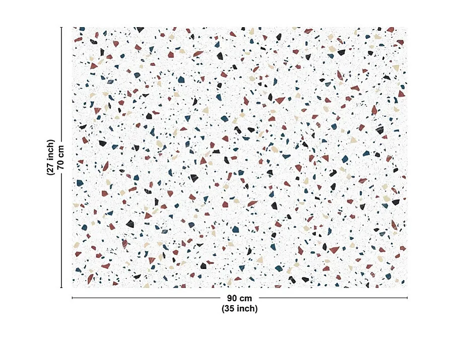 Fond de hotte en aluminium - motif terrazzo blanc  - 70x90 cm