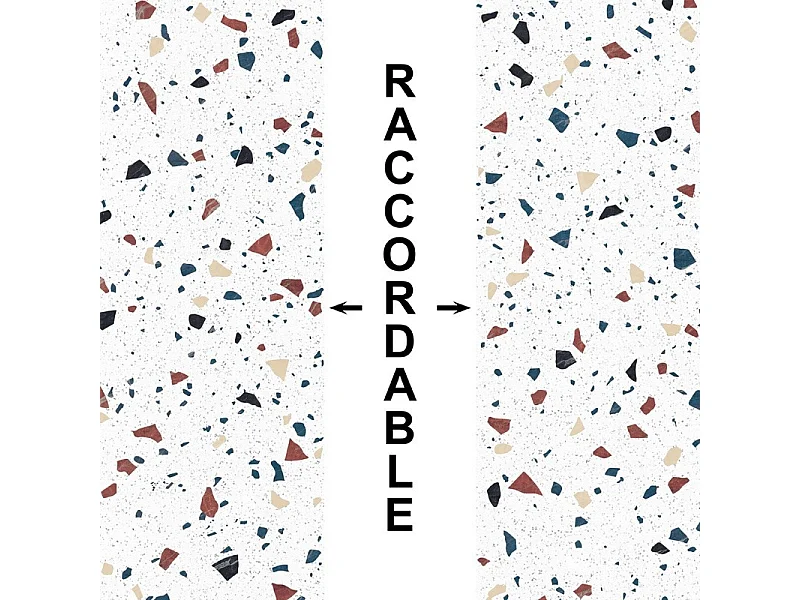 Fond de hotte en aluminium - motif terrazzo blanc  - 70x90 cm