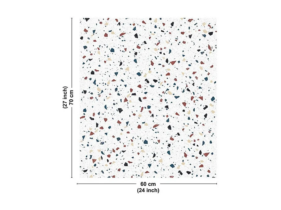 Fond de hotte en aluminium - motif terrazzo blanc  - 70x60 cm