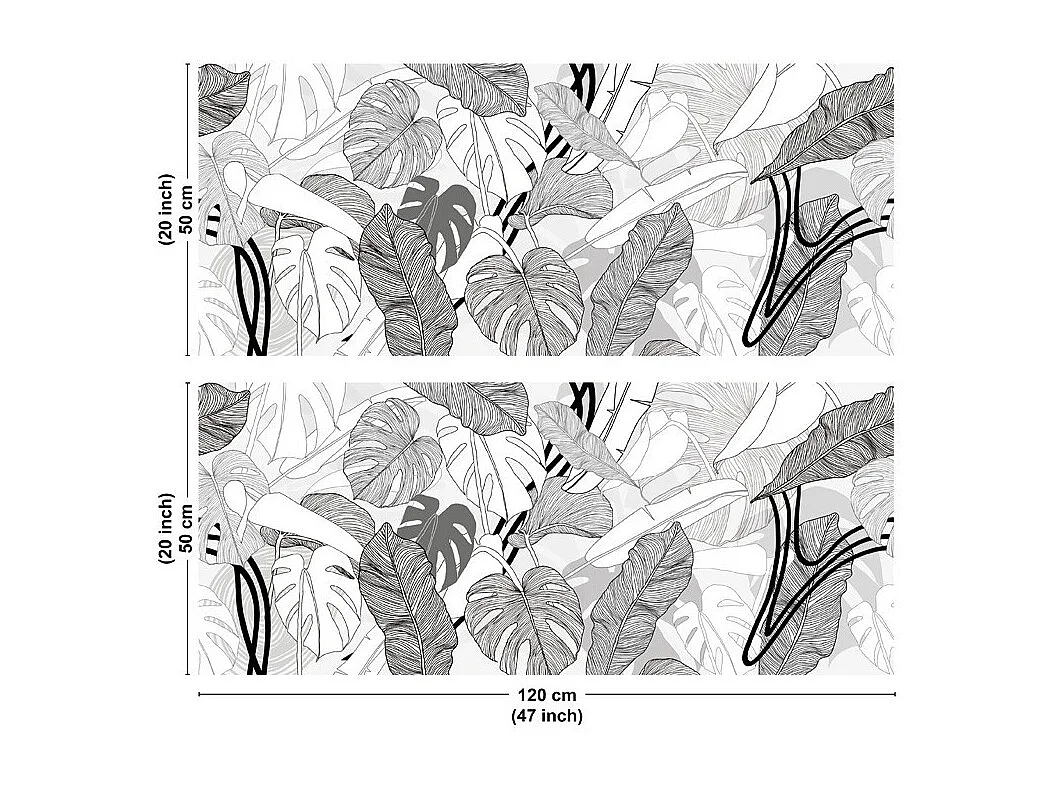 Crédence cuisine en aluminium - floral noir - 240x50 cm (en 2 bandeaux)