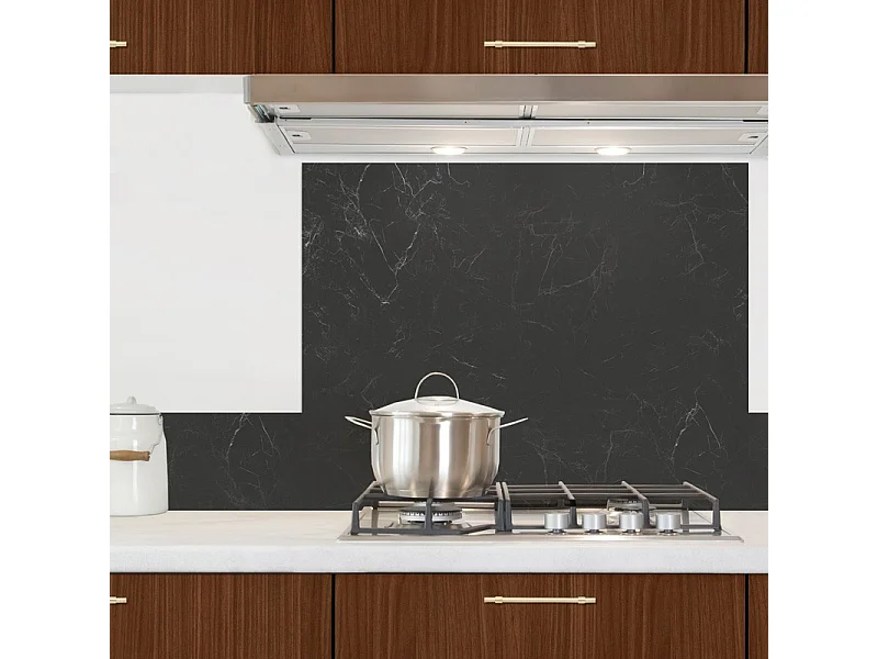 Fond de hotte en aluminium - effet marbre gris - 70x90 cm