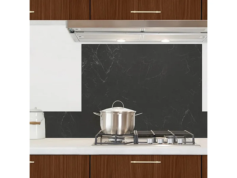 Fond de hotte en aluminium - effet marbre gris - 70x90 cm