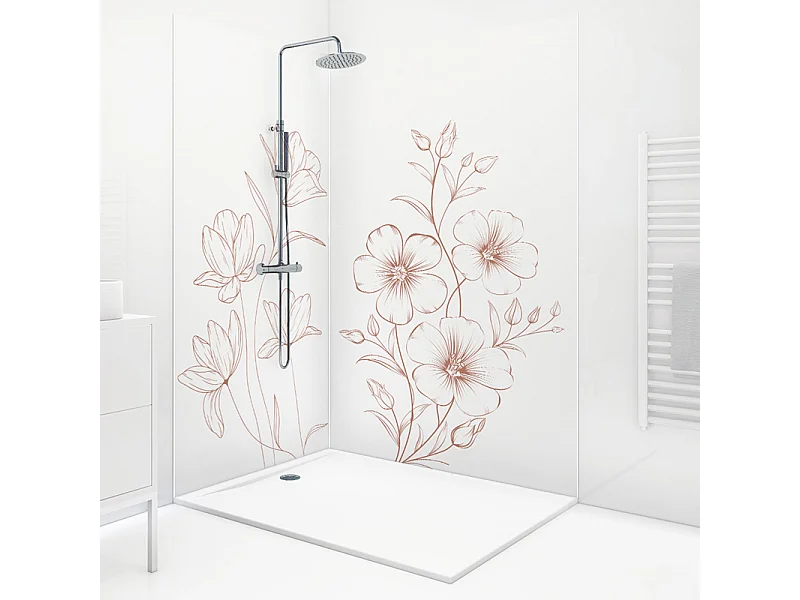 Lot de 2 panneaux de douche en aluminium (90x220 & 120x220 cm) + profilés blanc - Charme - Blanc