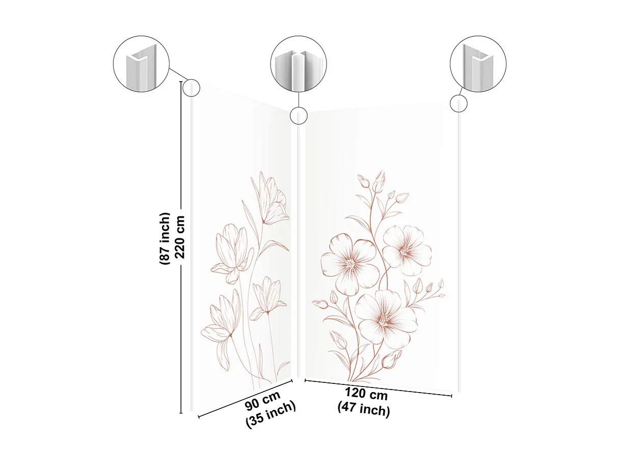 Lot de 2 panneaux de douche en aluminium (90x220 & 120x220 cm) + profilés blanc - Charme - Blanc