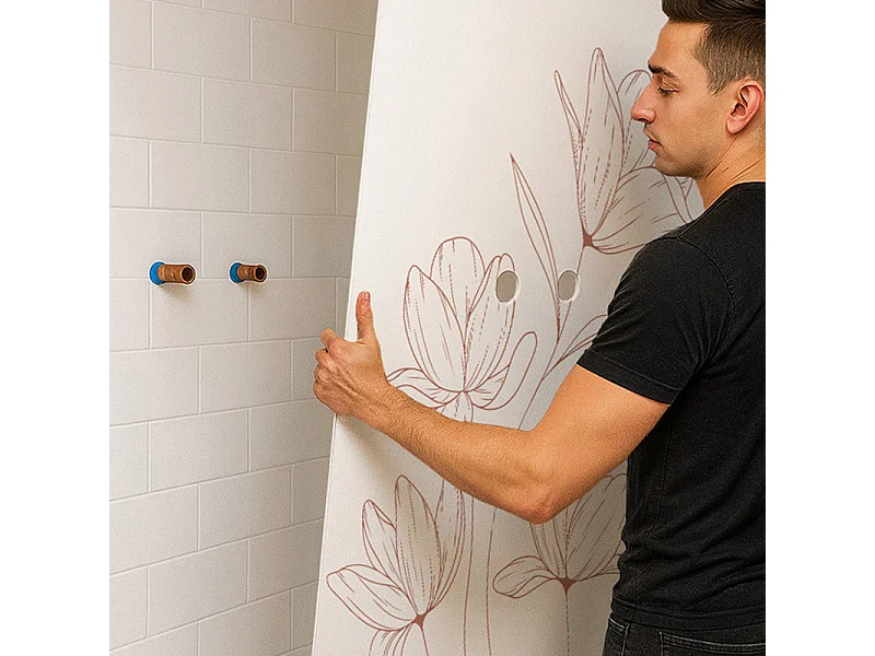 Lot de 2 panneaux de douche en aluminium (90x220 & 120x220 cm) + profilés blanc - Charme - Blanc