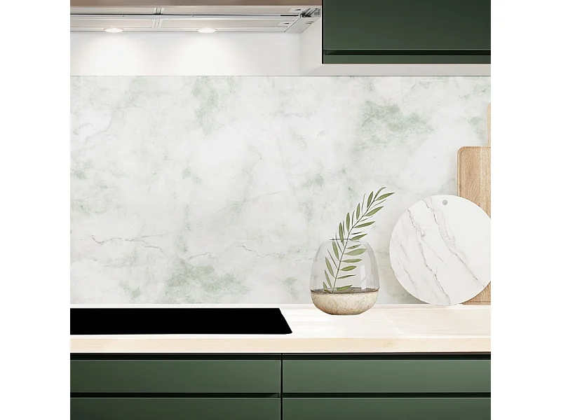 Crédence cuisine en aluminium - marbre vert - 360x50 cm (en 3 bandeaux)