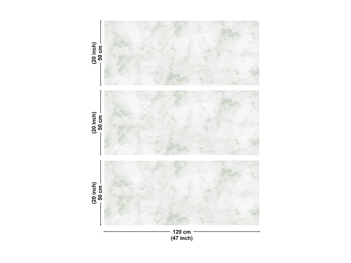 Crédence cuisine en aluminium - marbre vert - 360x50 cm (en 3 bandeaux)