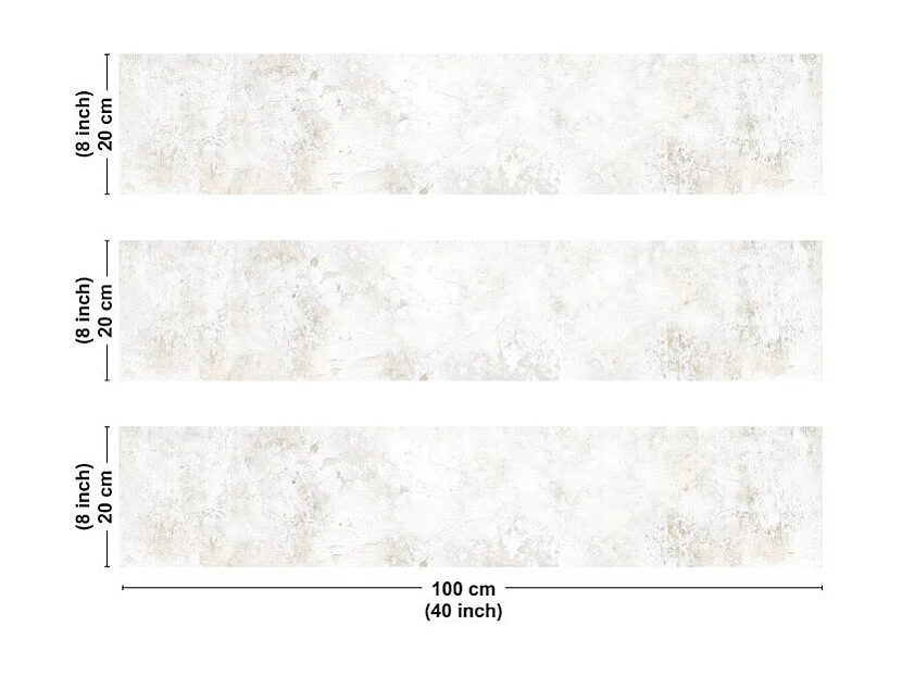 Crédence cuisine en aluminium - effet béton vieilli beige - 300x20 cm (en 3 bandeaux)