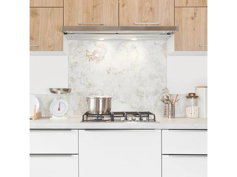 Crédence cuisine en aluminium - effet béton vieilli beige - 300x20 cm (en 3 bandeaux)