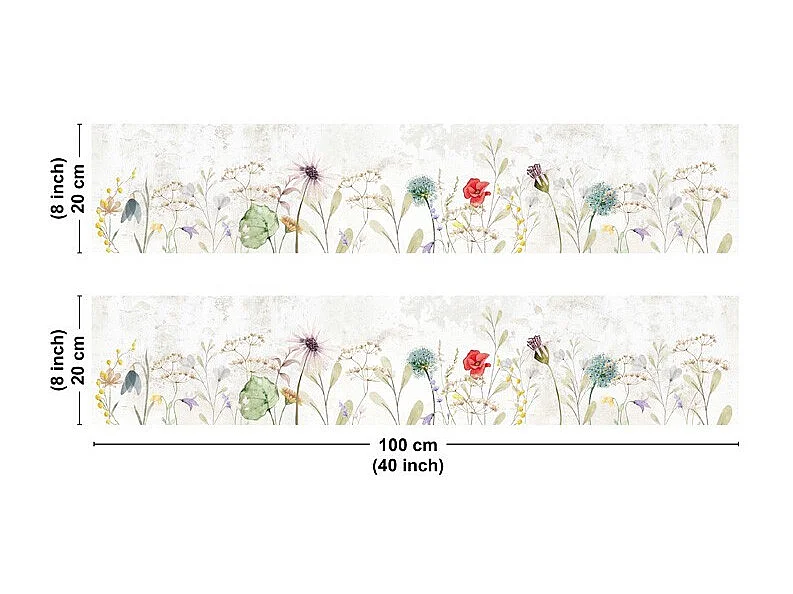 Crédence cuisine en aluminium - motif floral marron - 200x20 cm (en 2 bandeaux)