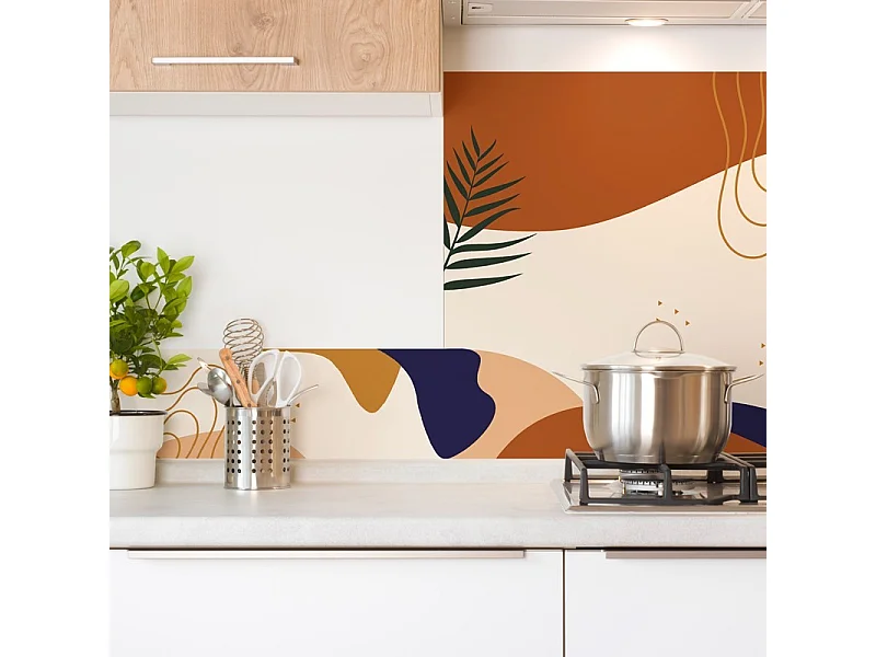 Crédence cuisine en aluminium - design orange - 360x50 cm (en 3 bandeaux)