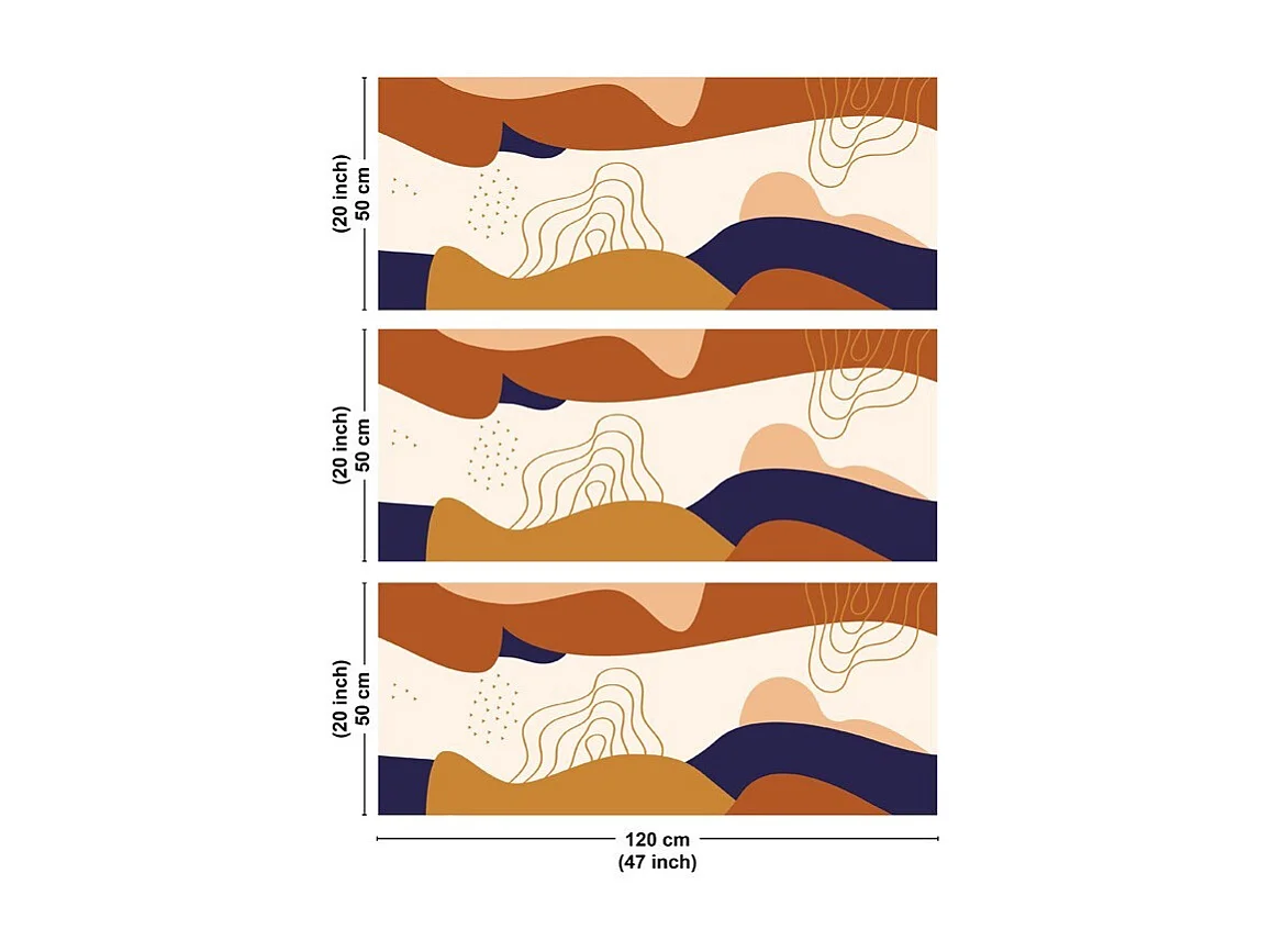 Crédence cuisine en aluminium - design orange - 360x50 cm (en 3 bandeaux)