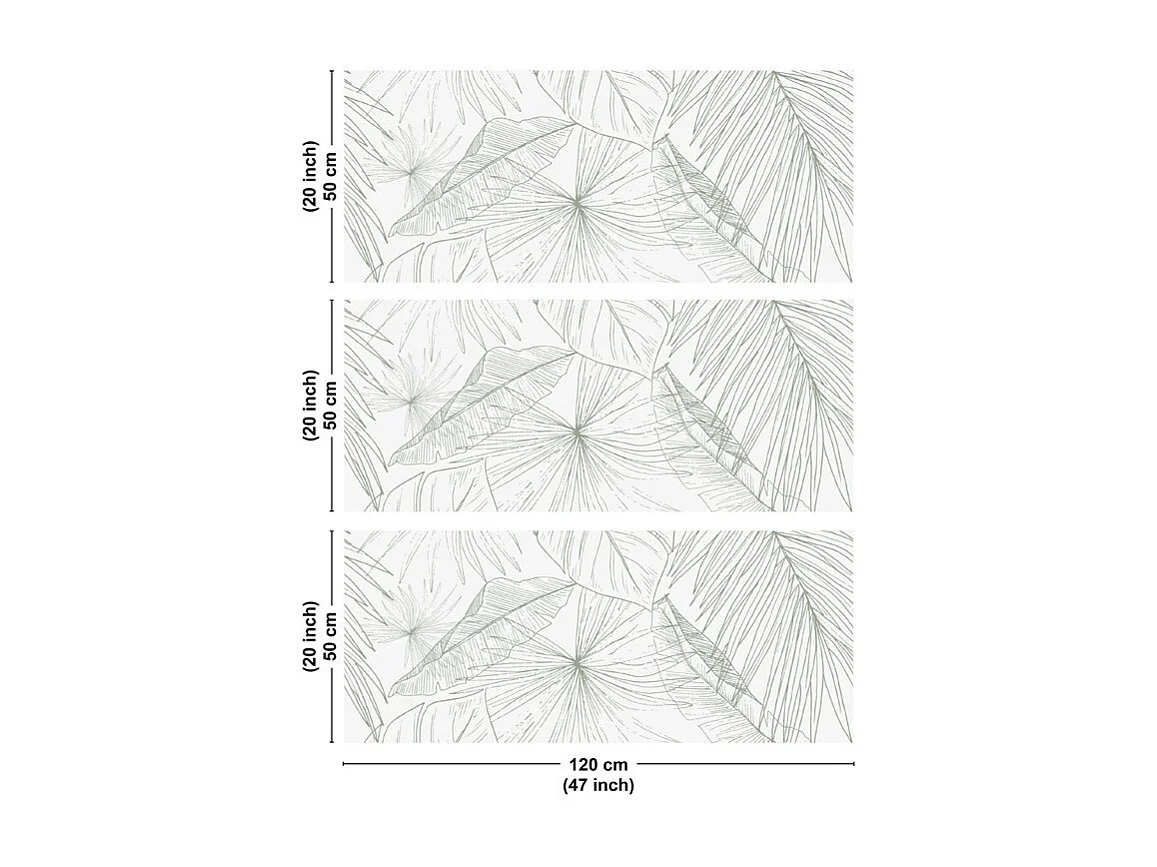 Crédence cuisine en aluminium - floral vert - 360x50 cm (en 3 bandeaux)