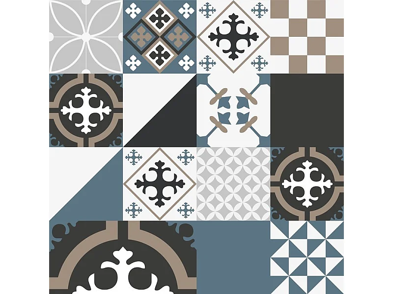 Crédence cuisine en aluminium - effet carreaux de ciment dulce - 300x20 cm (en 3 bandeaux)