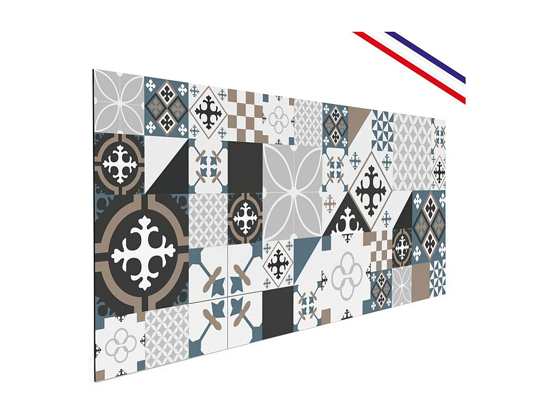 Crédence cuisine en aluminium - effet carreaux de ciment dulce - 300x20 cm (en 3 bandeaux)