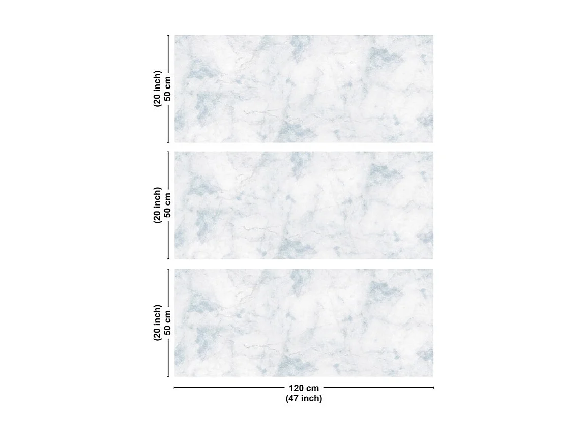 Crédence cuisine en aluminium - effet marbre bleu - 360x50 cm (en 3 bandeaux)