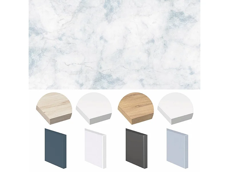 Crédence cuisine en aluminium - effet marbre bleu - 360x50 cm (en 3 bandeaux)