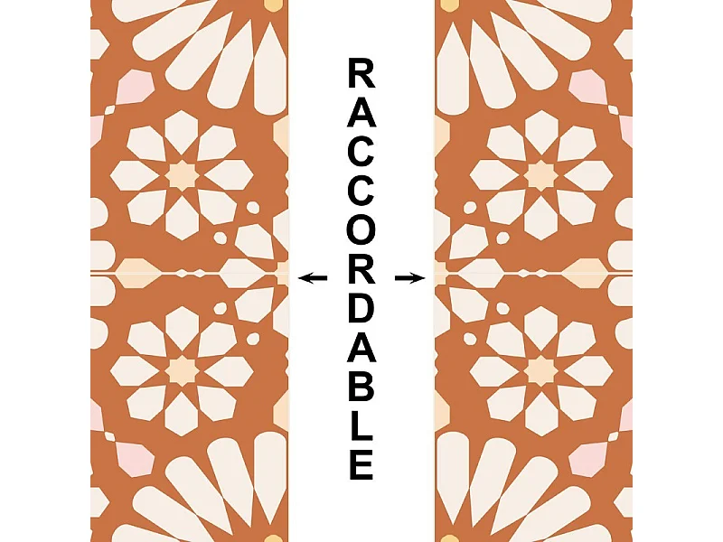 Crédence cuisine en aluminium - effet carreaux de ciment orange - 240x50 cm (en 2 bandeaux)