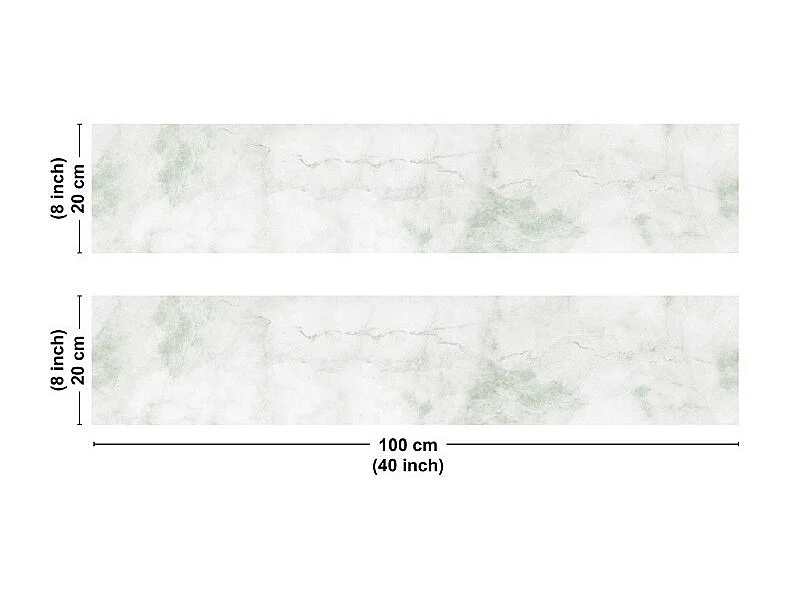 Crédence cuisine en aluminium - effet marbre vert - 200x20 cm (en 2 bandeaux)