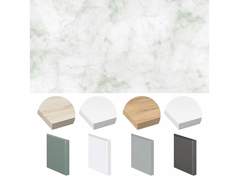 Crédence cuisine en aluminium - effet marbre vert - 200x20 cm (en 2 bandeaux)