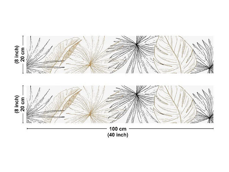 Crédence cuisine en aluminium - floral noir et doré - 200x20 cm (en 2 bandeaux)