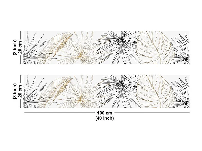Crédence cuisine en aluminium - floral noir et doré - 200x20 cm (en 2 bandeaux)