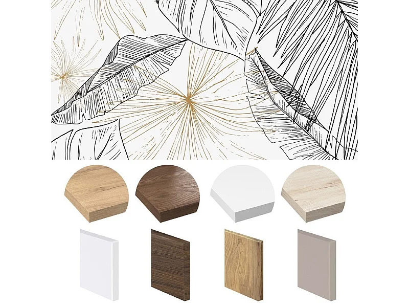 Crédence cuisine en aluminium - floral noir et doré - 200x20 cm (en 2 bandeaux)