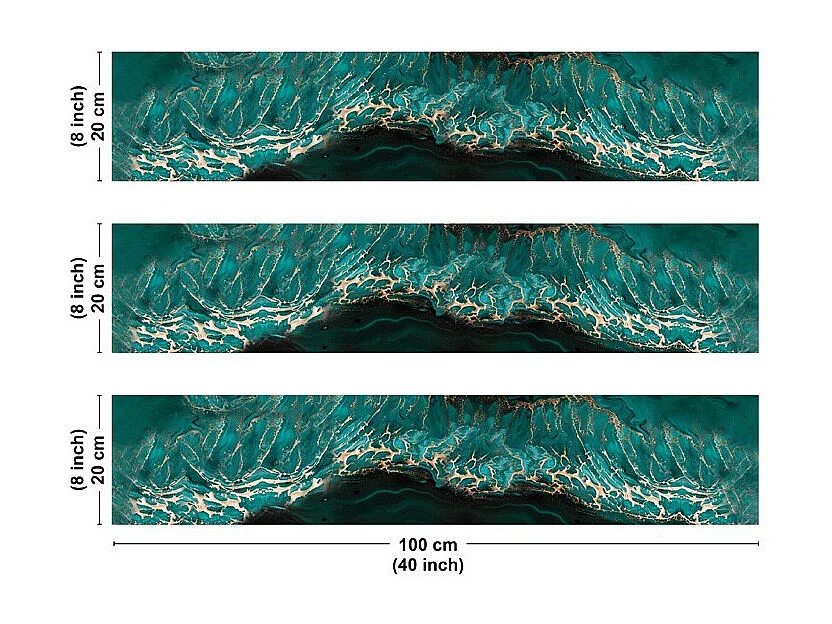 Crédence cuisine en aluminium - effet marbre bleu - 300x20 cm (en 3 bandeaux)