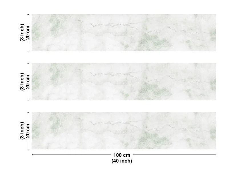 Crédence cuisine en aluminium - effet marbre vert - 300x20 cm (en 3 bandeaux)