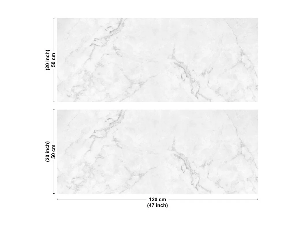 Crédence cuisine en aluminium - marbre blanc - 240x50 cm (en 2 bandeaux)
