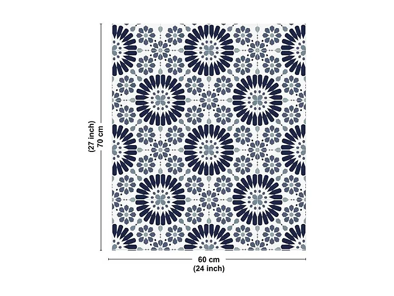 Fond de hotte en aluminium - effet carreaux de ciment bleu - 70x60 cm