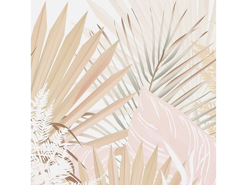 Crédence cuisine en aluminium - floral beige et blanc - 300x20 cm (en 3 bandeaux)