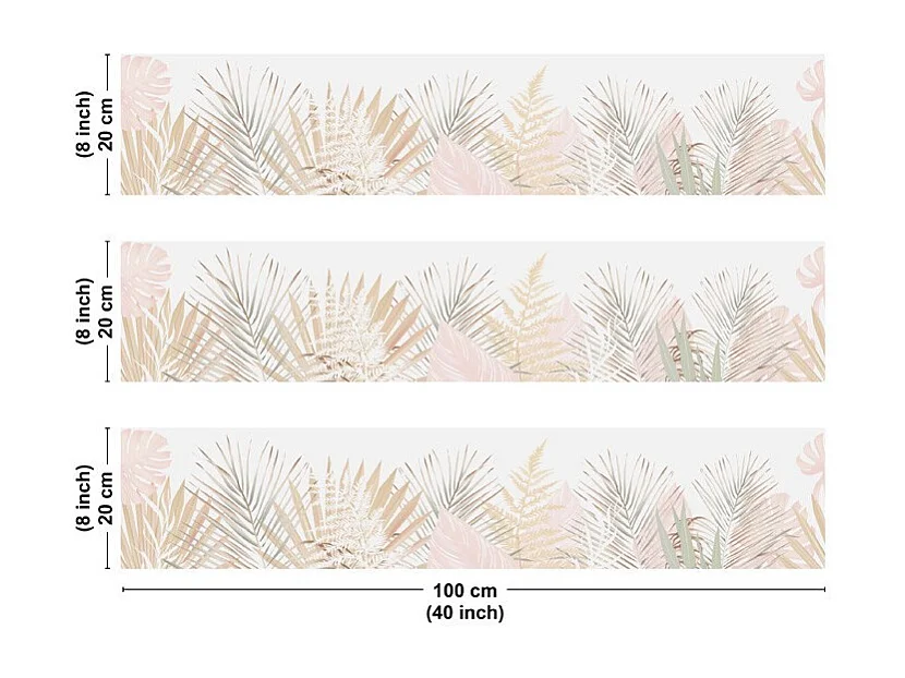 Crédence cuisine en aluminium - floral beige et blanc - 300x20 cm (en 3 bandeaux)