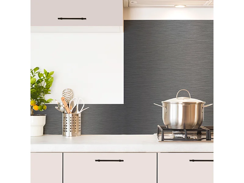 Crédence cuisine en aluminium - effet industriel gris anthracite - 300x20 cm (en 3 bandeaux)