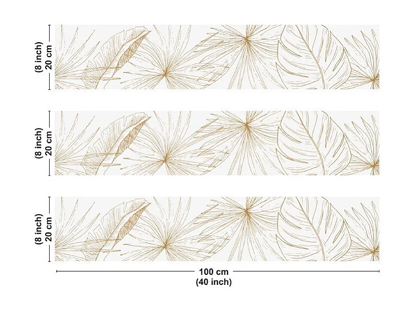 Crédence cuisine en aluminium - floral caramel - 300x20 cm (en 3 bandeaux)