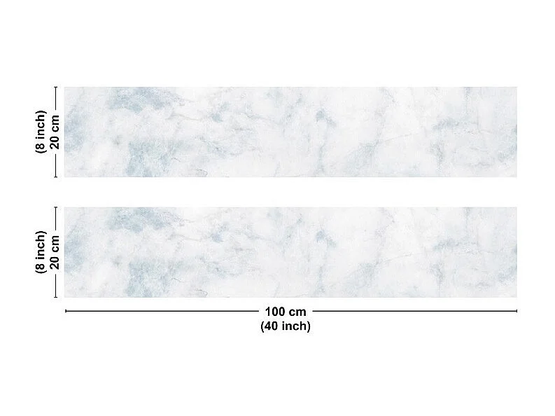 Crédence cuisine en aluminium - effet marbre bleu - 200x20 cm (en 2 bandeaux)