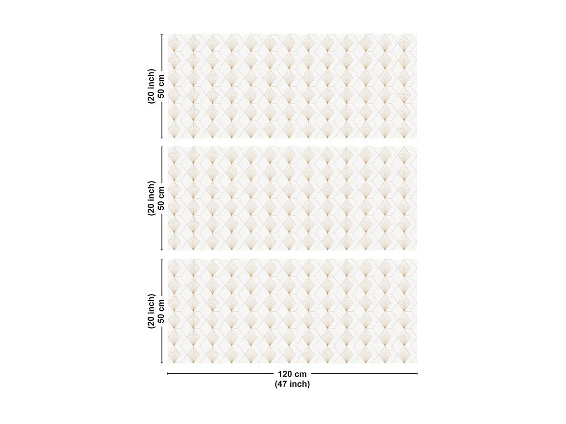 Crédence cuisine en aluminium - art déco blanc 360x50 cm (en 3 bandeaux)