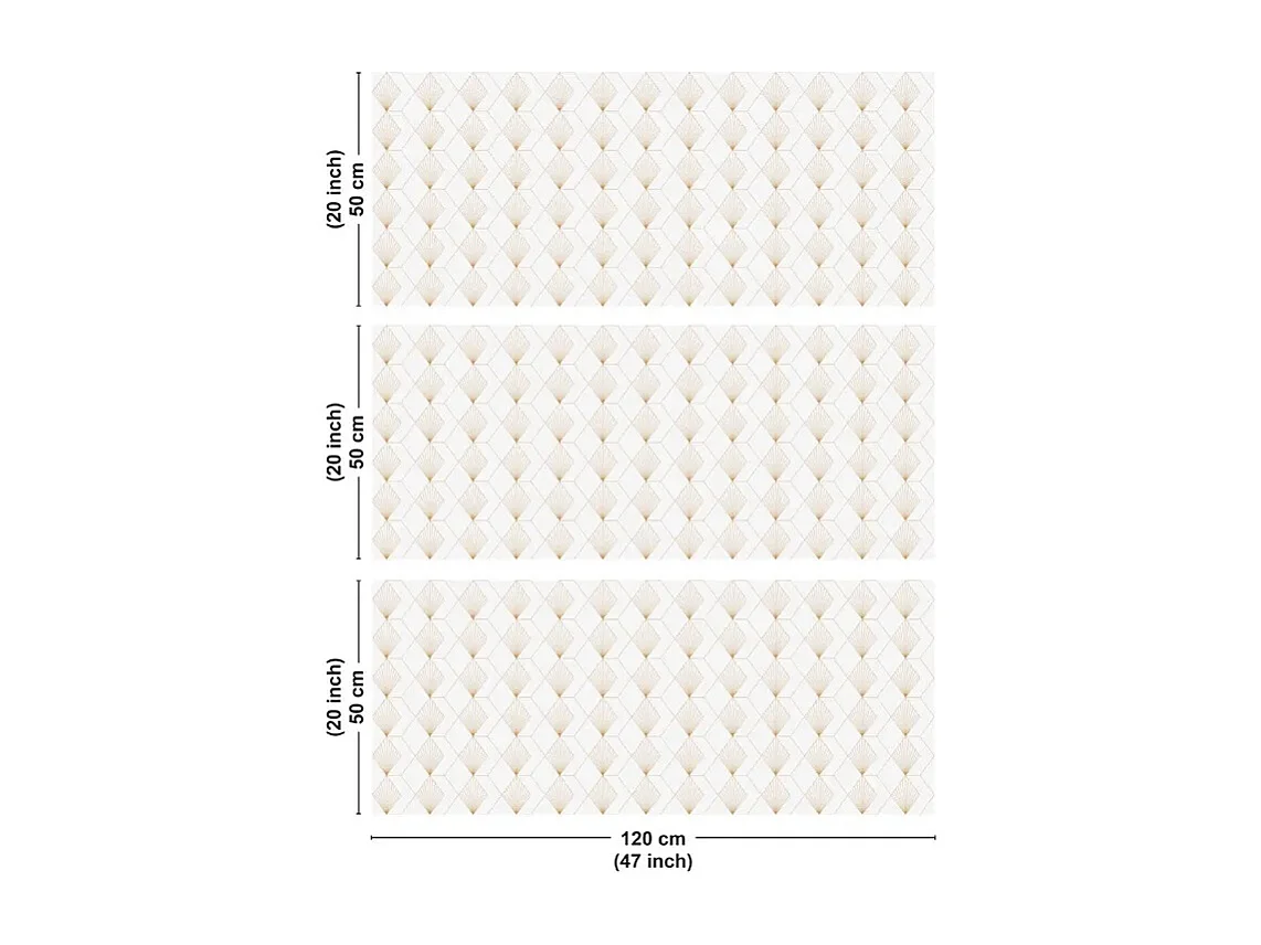 Crédence cuisine en aluminium - art déco blanc 360x50 cm (en 3 bandeaux)