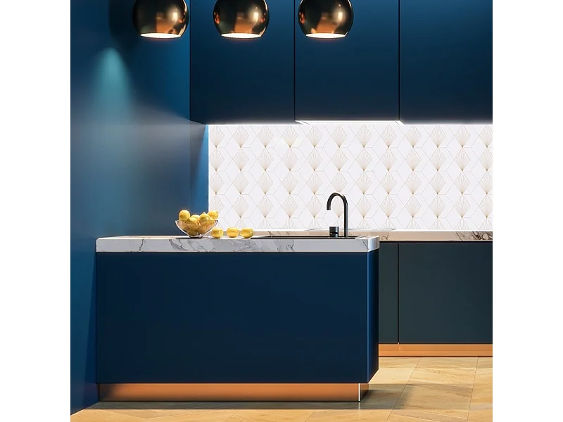 Crédence cuisine en aluminium - art déco blanc 360x50 cm (en 3 bandeaux)