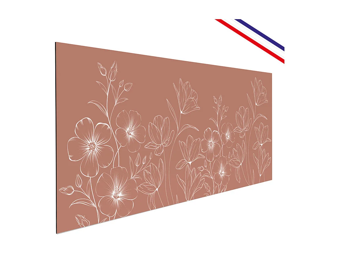 Crédence cuisine en aluminium - motif floral terracotta et blanc - 240x50 cm (en 2 bandeaux)