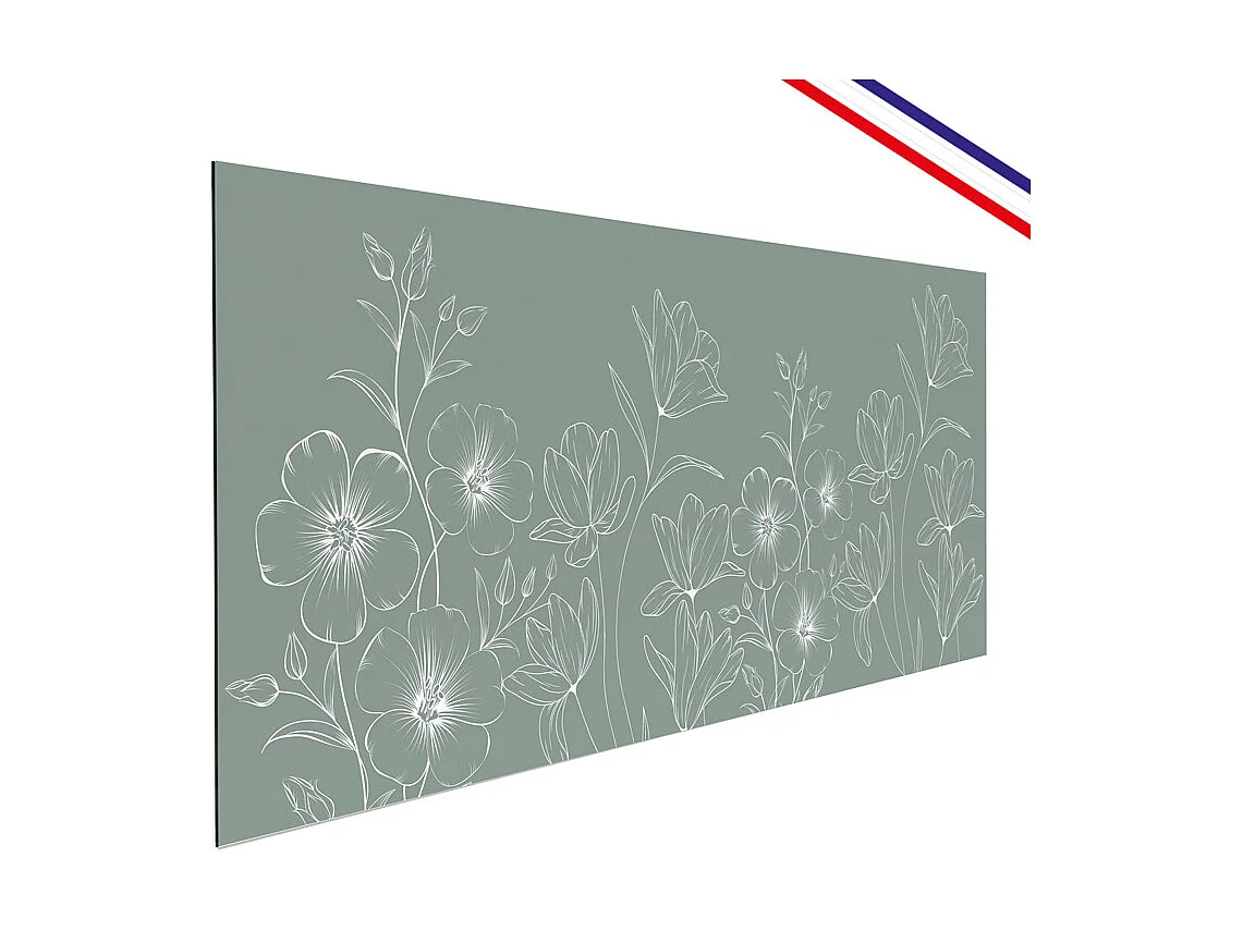 Crédence cuisine en aluminium - motif floral vert et blanc - 360x50 cm (en 3 bandeaux)
