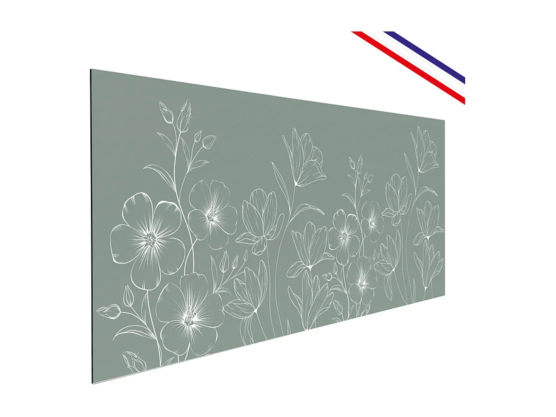 Crédence cuisine en aluminium - motif floral vert et blanc - 200x20 cm (en 2 bandeaux)