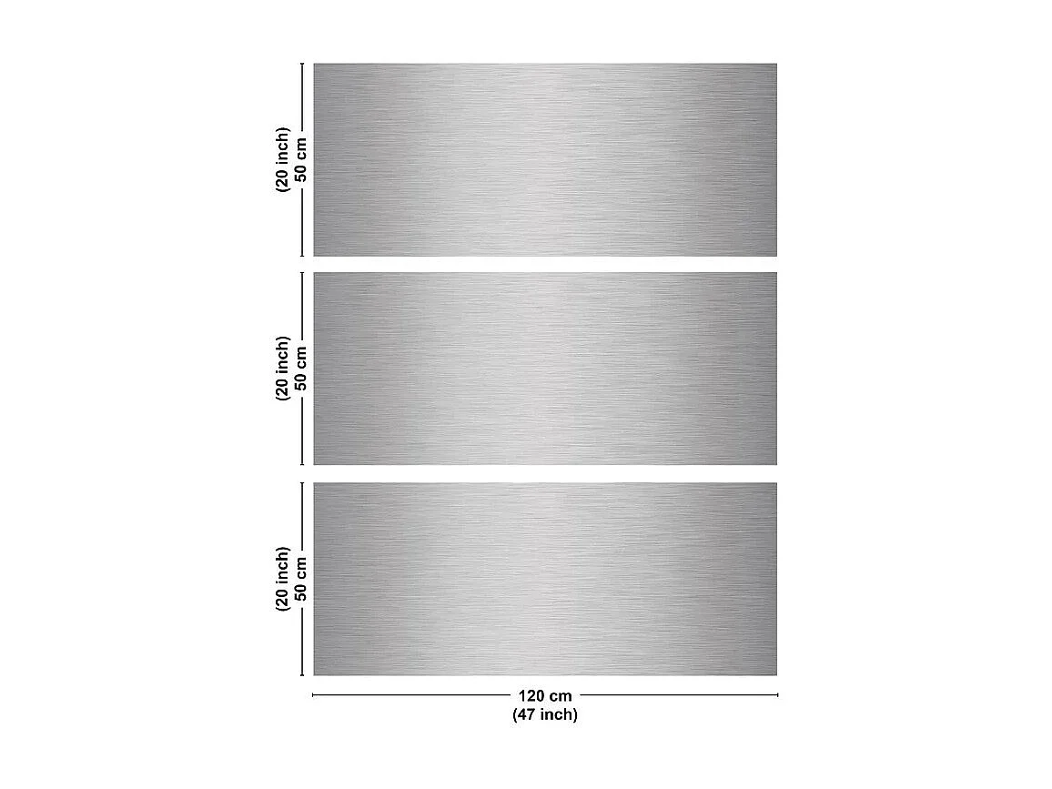 Crédence cuisine en aluminium - effet industriel gris - 360x50 cm (en 3 bandeaux)