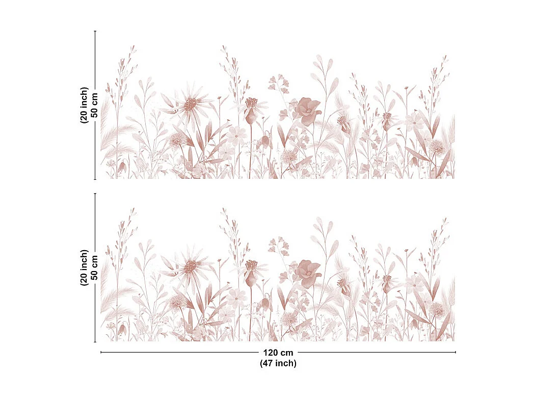 Crédence cuisine en aluminium - motif floral ocre - 240x50 cm (en 2 bandeaux)