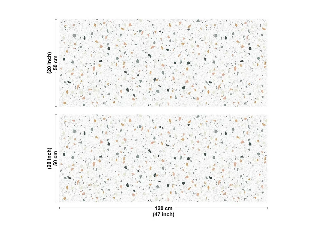 Crédence cuisine en aluminium - motif terrazzo blanc - 240x50 cm (en 2 bandeaux)