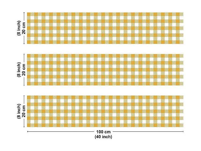 Crédence cuisine en aluminium - motif vichy orange - 300x20 cm (en 3 bandeaux)