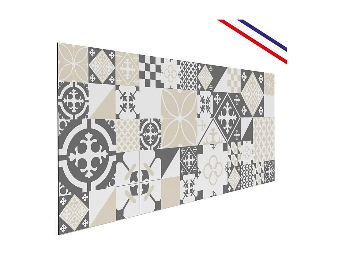 Crédence cuisine en aluminium - effet carreaux de ciment gris - 240x50 cm (en 2 bandeaux)