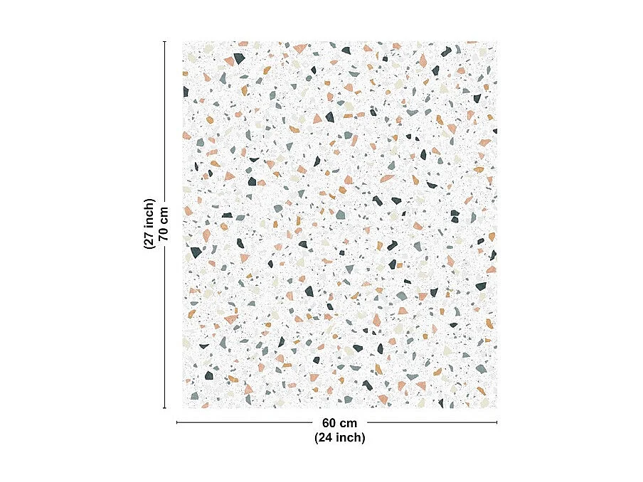 Fond de hotte en aluminium - motif terrazzo blanc  - 70x60 cm