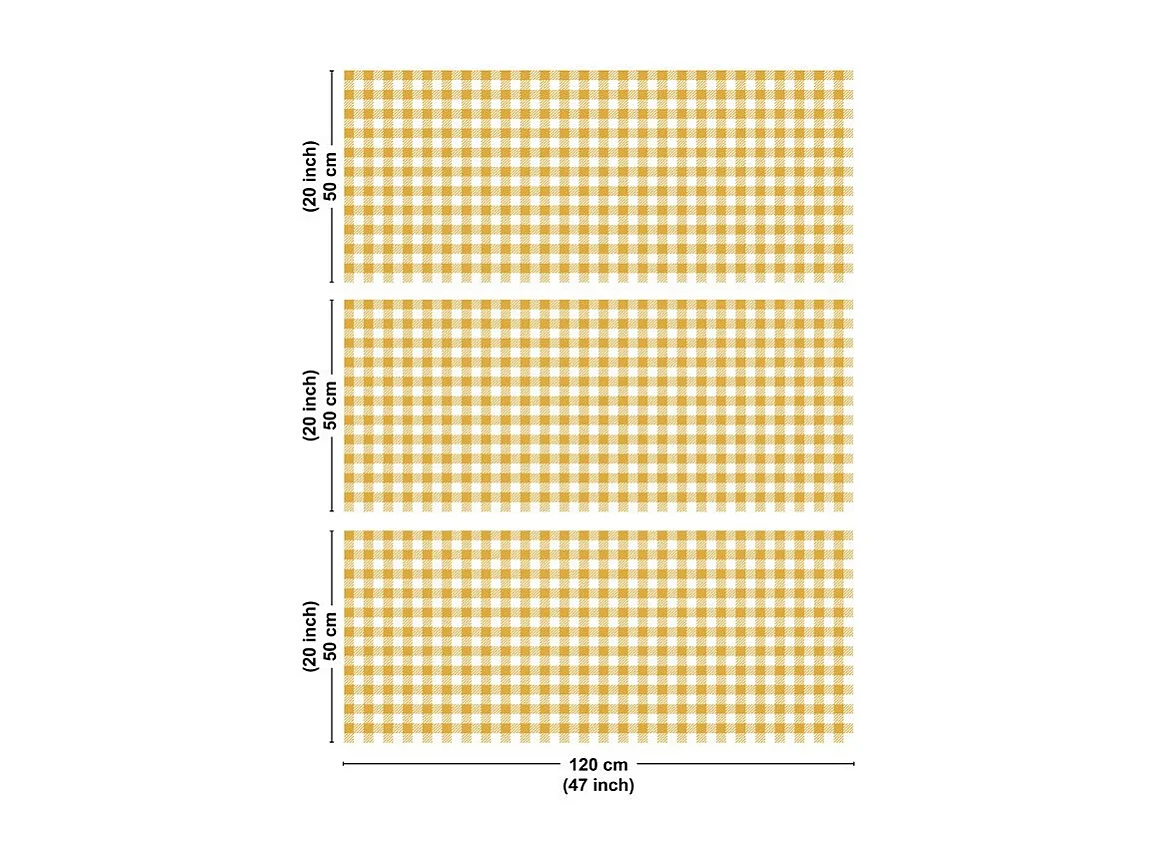 Crédence cuisine en aluminium - motif vichy orange - 360x50 cm (en 3 bandeaux)