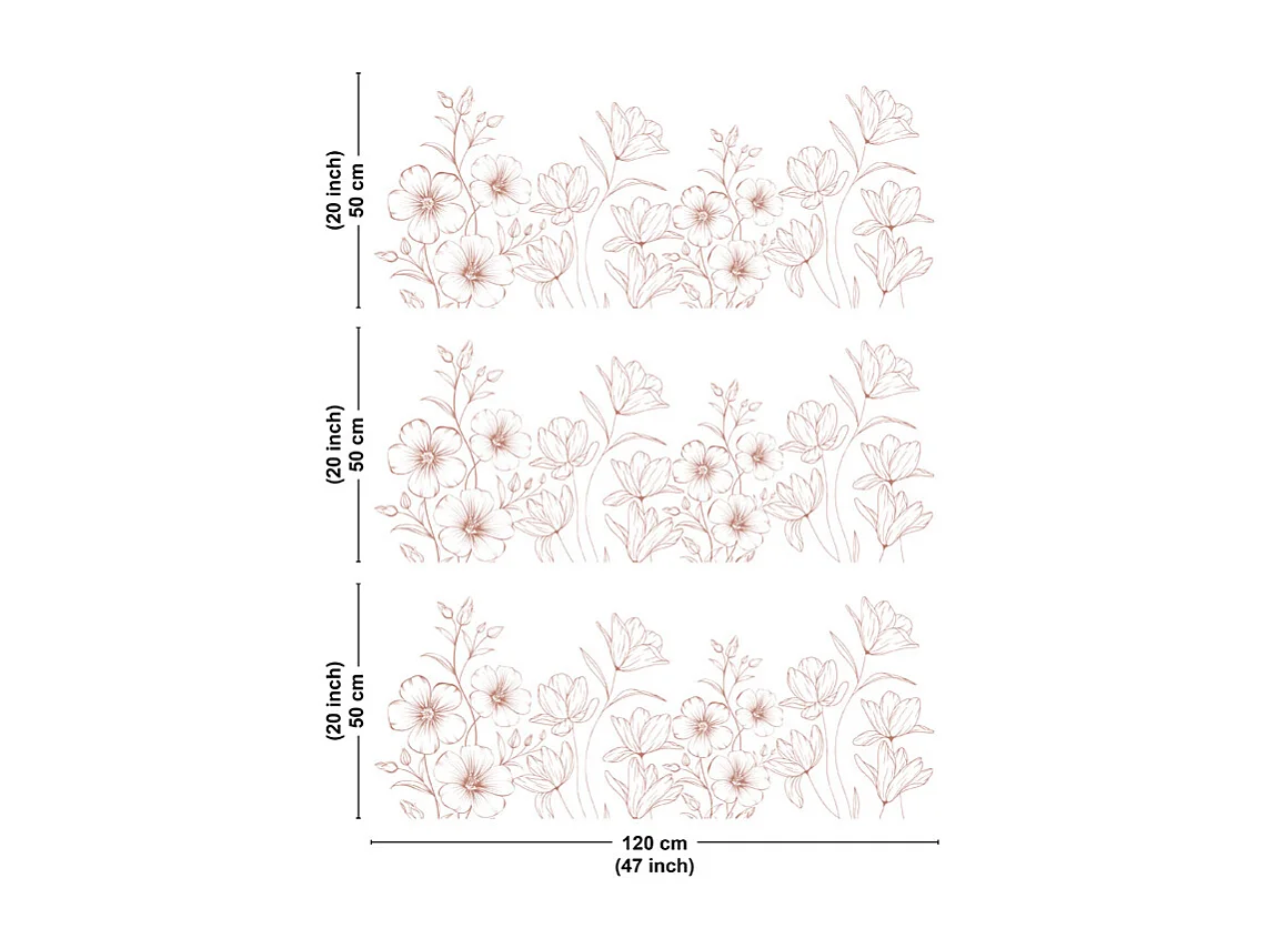 Crédence cuisine en aluminium - motif floral blanc et terracotta - 360x50 cm (en 3 bandeaux)